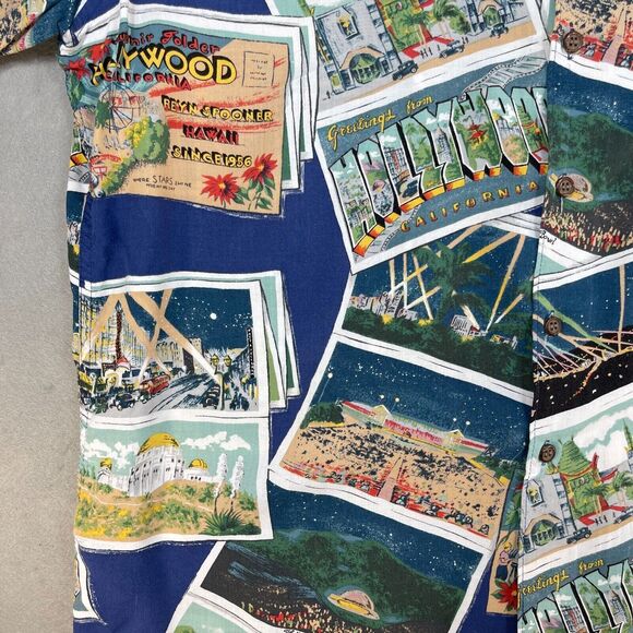 Reyn Spooner Shirt Men’s XL Hawaiian Hollywood Tourist Attraction Blue Vintage - Picture 5 of 9